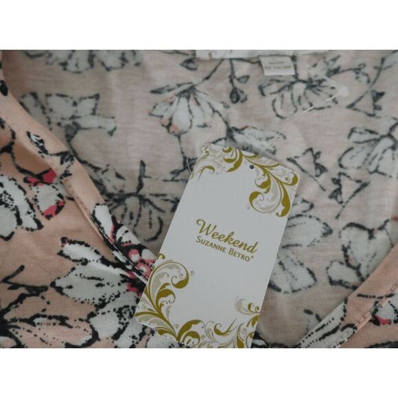 Suzanne Betro Women's Pink & White Floral V-neck Button-front Empire Waist Tunic - Picture 9 of 9